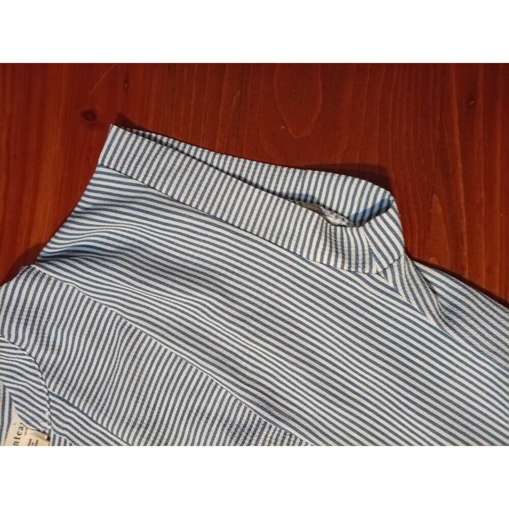 Monteau Dress  L blue and white striped tiered midi - Picture 5 of 5